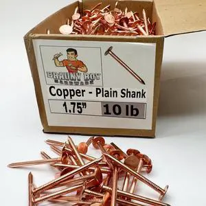 1.75 Copper Roofing Nails Premium Quality for Roofing, Flashing Qty (Approx 1380 nails) - 10 lbs 1.75 Copper Roofing Nails Premium Quality for Roofing, Flashing Qty (Approx 1380 nails) - 10 lbs