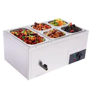 110V 5-Pan Commercial Food Warmer, 600W Electric Steam Table 15cm/6inch Deep, Professional Stainless Steel Buffet Bain Marie with Temperature Control for Catering and Restaurants (5-Pan) 110V 5-Pan Commercial Food Warmer, 600W Electric Steam Table 15cm/6inch Deep, Professional Stainless Steel Buffet Bain Marie with Temperature Control for Catering and Restaurants (5-Pan)