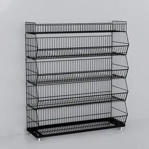 Commercial Supermarket Display Cart - 5-Tier Industrial Slanted Rolling Shelves Metal Storage Rack for Retail Store, Warehouse & Home Use, 66LBs/Tier Tool-Free Setup Commercial Supermarket Display Cart - 5-Tier Industrial Slanted Rolling Shelves Metal Storage Rack for Retail Store, Warehouse & Home Use, 66LBs/Tier Tool-Free Setup