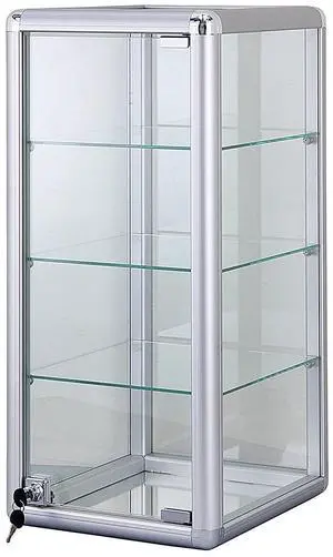 Counter Top Glass Display Showcase with Option for LED Lights -White and Black (Silver Vertical Counter CASE (NO Lights)) Counter Top Glass Display Showcase with Option for LED Lights -White and Black (Silver Vertical Counter CASE (NO Lights))