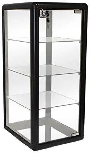 Counter Top Glass Display Showcase with Option for LED Lights -White and Black (Black Vertical Counter CASE (NO Lights)) Counter Top Glass Display Showcase with Option for LED Lights -White and Black (Black Vertical Counter CASE (NO Lights))