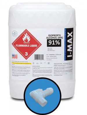 Isopropyl Alcohol 91% - 5 Gallons of High Purity IPA - Includes One Spigot- Made in USA - HDPE Pail Isopropyl Alcohol 91% - 5 Gallons of High Purity IPA - Includes One Spigot- Made in USA - HDPE Pail