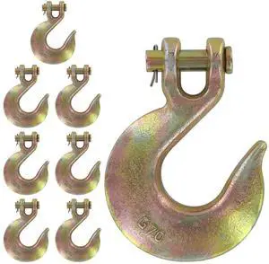 1/2 Inch Clevis Slip Hook (8 Pack), Grade 70 Clevis Hooks for Tie Down Chain, Trailers, and Load Binding Applications, 11,300 LBS Working Load Limit, Yellow Zinc Chromate 1/2 Inch Clevis Slip Hook (8 Pack), Grade 70 Clevis Hooks for Tie Down Chain, Trailers, and Load Binding Applications, 11,300 LBS Working Load Limit, Yellow Zinc Chromate