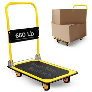 Heavy Duty Folding Hand Truck Dolly Platform Truck, 660 lb Flatbed Cart with Wheels, Foldable Platform Cart with 360° Swivel Casters, Push Cart for Moving Boxes & Furniture (MI-921) Heavy Duty Folding Hand Truck Dolly Platform Truck, 660 lb Flatbed Cart with Wheels, Foldable Platform Cart with 360° Swivel Casters, Push Cart for Moving Boxes & Furniture (MI-921)