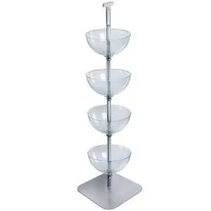 Tiered Bowl Floor Display with Flat Base, 4 Tiers, 14"D, Clear Tiered Bowl Floor Display with Flat Base, 4 Tiers, 14"D, Clear