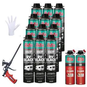 892P Black Spray Foam Sealant (12x24oz)- UV Resistant Polyurethane Expanding Insulation, Waterproof, for RV, Pond, Waterfall & Landscape | Gun&Cleaner Included | 24oz 12 Pack 892P Black Spray Foam Sealant (12x24oz)- UV Resistant Polyurethane Expanding Insulation, Waterproof, for RV, Pond, Waterfall & Landscape | Gun&Cleaner Included | 24oz 12 Pack