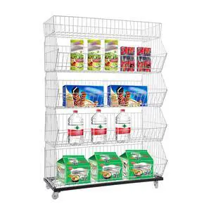 Retail Display Rack 5-Tier Market Merchandise Display Shelf Fruit Storage Shelf Vegetable Snack Basket Retail Store Supplies with Wheels for Home Store Market (18" D X 35" W X 55" H-White) Retail Display Rack 5-Tier Market Merchandise Display Shelf Fruit Storage Shelf Vegetable Snack Basket Retail Store Supplies with Wheels for Home Store Market (18" D X 35" W X 55" H-White)