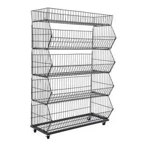 Retail Display Rack 5-Tier Market Merchandise Display Shelf Fruit Store Storage Shelf Vegetable Snack Basket Retail Store Supplies with Wheels for Home Store Market (18" D X 35" W X 55" H) Retail Display Rack 5-Tier Market Merchandise Display Shelf Fruit Store Storage Shelf Vegetable Snack Basket Retail Store Supplies with Wheels for Home Store Market (18" D X 35" W X 55" H)