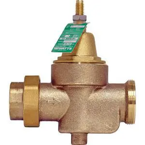 1-Inch Lead-Free Water Pressure Reducing Valve, NPT Thread Union x NPT Female, Adjust 25-75 PSI, Max Work 400 PSI 1-Inch Lead-Free Water Pressure Reducing Valve, NPT Thread Union x NPT Female, Adjust 25-75 PSI, Max Work 400 PSI