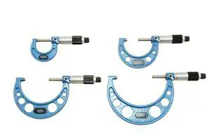 Precision Solid Metal Frame Outside Micrometer Set (0-100mm 4 pcs/Set, Metric) L Precision Solid Metal Frame Outside Micrometer Set (0-100mm 4 pcs/Set, Metric) L