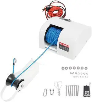 Electric Anchor Winch, 45 LBS Electric Anchor Winch for Boat 12 Volt Motor Towing Winches Boat Winch with Wireless Remote Control and 100FT Anchor Rope, Rope Strength 700 LBS (White 25 LBS) Electric Anchor Winch, 45 LBS Electric Anchor Winch for Boat 12 Volt Motor Towing Winches Boat Winch with Wireless Remote Control and 100FT Anchor Rope, Rope Strength 700 LBS (White 25 LBS)