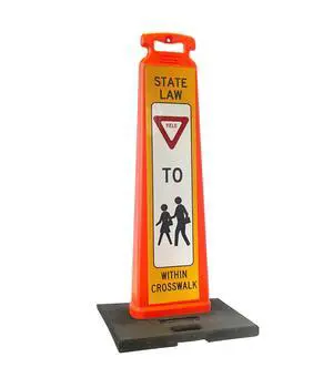 Vertical Panel Sign Kit, Double-sided, Reflective sheeting. Crossing sign for School Zones/Crosswalks. Vertical Panel & 20lb Base (Sign and base ship separately) (White on Orange, YIELD TO PEDESTRIANS Vertical Panel Sign Kit, Double-sided, Reflective sheeting. Crossing sign for School Zones/Crosswalks. Vertical Panel & 20lb Base (Sign and base ship separately) (White on Orange, YIELD TO PEDESTRIANS