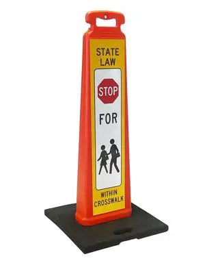 Vertical Panel Sign Kit, Double-sided, Reflective sheeting. Crossing sign for School Zones/Crosswalks. Vertical Panel & 20lb Base (Sign and base ship separately) (White on Orange, STOP FOR PEDESTRIANS Vertical Panel Sign Kit, Double-sided, Reflective sheeting. Crossing sign for School Zones/Crosswalks. Vertical Panel & 20lb Base (Sign and base ship separately) (White on Orange, STOP FOR PEDESTRIANS
