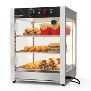 Commercial Food Warmer Display with Tri-Colors and Adjustable Shelf, 3-Tier Electric Countertop Warmers for Hamburger, Chicken, Bread, Pizza Warmer in Restaurant, Cafe, Store 800W 86-185 Commercial Food Warmer Display with Tri-Colors and Adjustable Shelf, 3-Tier Electric Countertop Warmers for Hamburger, Chicken, Bread, Pizza Warmer in Restaurant, Cafe, Store 800W 86-185