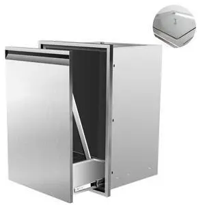 Pull Out Trash Drawer 19" Wx27 Hx16 D Built-in Single Trash Drawer Stainless Steel Trash Bin for BBQ Island Grill Pull Out Trash Drawer 19" Wx27 Hx16 D Built-in Single Trash Drawer Stainless Steel Trash Bin for BBQ Island Grill