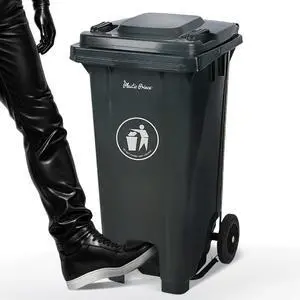 32 Gallon Step-On Large Outdoor Trash Can with Lid and Wheels - Outside Plastic Rolling Garbage Can - Rollout Commercial Heavy-Duty Container Barrel, Gray 32 Gallon Step-On Large Outdoor Trash Can with Lid and Wheels - Outside Plastic Rolling Garbage Can - Rollout Commercial Heavy-Duty Container Barrel, Gray