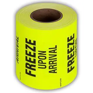 3" X 5" Freeze Upon Arrival Fluorescent Shipping Label Stickers for Shipping and Packing - 500 Labels Per Roll (10 Pack) 3" X 5" Freeze Upon Arrival Fluorescent Shipping Label Stickers for Shipping and Packing - 500 Labels Per Roll (10 Pack)