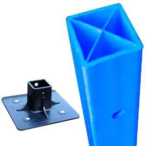 "Flexible Square Sign Post with Black Base" - 8 Feet Post with Pre- Drilled Holes, Blue, Made in USA "Flexible Square Sign Post with Black Base" - 8 Feet Post with Pre- Drilled Holes, Blue, Made in USA