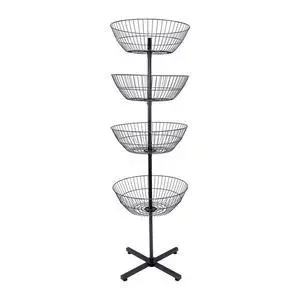 4-Basket Wire Floor Spinner Rack and Dump Bin (63H x 22D) - Each Basket is 8D x 22 Diameter - Great for Retail, Thrift, and Convenience Stores, Plus Home Organization 4-Basket Wire Floor Spinner Rack and Dump Bin (63H x 22D) - Each Basket is 8D x 22 Diameter - Great for Retail, Thrift, and Convenience Stores, Plus Home Organization