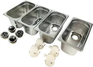 4-Compartment DropIn Stainless Steel Concession Sink,Thicker 22-Gauge 18/8 | NSF Certified Includes 4 Bar Drains & Free Drain Traps Portable Hand-Washing Station for Food Trucks & Trailers 4-Compartment DropIn Stainless Steel Concession Sink,Thicker 22-Gauge 18/8 | NSF Certified Includes 4 Bar Drains & Free Drain Traps Portable Hand-Washing Station for Food Trucks & Trailers