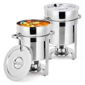 11QT Commercial-Grade Soup Chafer Set of 2, Stainless Steel Round Food Warmers with Pots, Notched Lids & Fuel Holders, Commercial Buffet Equipment for Banquet Service & Buffet Catering 11QT Commercial-Grade Soup Chafer Set of 2, Stainless Steel Round Food Warmers with Pots, Notched Lids & Fuel Holders, Commercial Buffet Equipment for Banquet Service & Buffet Catering