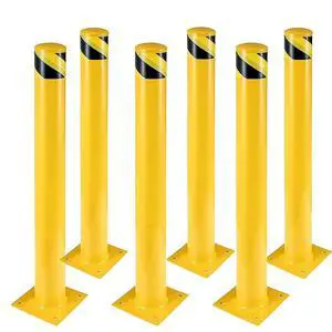 Safety Bollard 6 Packs, 36 in Height Bollard Post, 4.5 in Diameter, Yellow Safety Steel Bollard Post with 24 Anchor Bolts, for Traffic Control, Driveway Barrier, Parking Pole Safety Bollard 6 Packs, 36 in Height Bollard Post, 4.5 in Diameter, Yellow Safety Steel Bollard Post with 24 Anchor Bolts, for Traffic Control, Driveway Barrier, Parking Pole