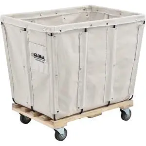 12 Bushel, Canvas Basket Bulk Truck, 36" L x 26" W x 33-1/2"H, Unassembled, Rolling Laundry Cart, Commercial Material Handling Cart with Swivel Rubber Casters 12 Bushel, Canvas Basket Bulk Truck, 36" L x 26" W x 33-1/2"H, Unassembled, Rolling Laundry Cart, Commercial Material Handling Cart with Swivel Rubber Casters