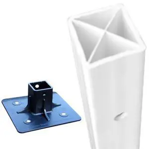 "Flexible Square Sign Post with Black Base" - 8 Feet Post with Pre- Drilled Holes, White, Made in USA "Flexible Square Sign Post with Black Base" - 8 Feet Post with Pre- Drilled Holes, White, Made in USA