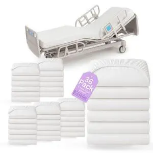 36 Pack Fitted Hospital Bed Sheets with Elastic All Around for a Cotton Rich Soft Knitted Jersey Sheet, 36 x 84 x 12 | Perfect Fit, Elastic All Around, Fitted 36 Pack Fitted Hospital Bed Sheets with Elastic All Around for a Cotton Rich Soft Knitted Jersey Sheet, 36 x 84 x 12 | Perfect Fit, Elastic All Around, Fitted