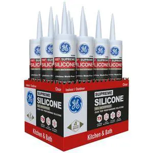 Supreme Silicone Caulk for Kitchen & Bathroom, Clear, 10 fl oz Cartrid, 12 Pack - 100% Waterproof Silicone Sealant, 7X Stronr Adhesion, Shrink & Crack Proof Supreme Silicone Caulk for Kitchen & Bathroom, Clear, 10 fl oz Cartrid, 12 Pack - 100% Waterproof Silicone Sealant, 7X Stronr Adhesion, Shrink & Crack Proof