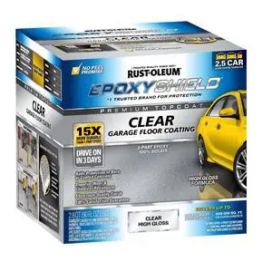 292514 EPOXYSHIELD Premium Clear Garage Floor Coating Kit, 2.5 Car, Gloss Clear 292514 EPOXYSHIELD Premium Clear Garage Floor Coating Kit, 2.5 Car, Gloss Clear