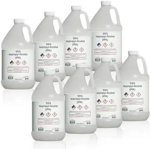 High Impact 99% Isopropyl Alcohol (IPA) Gallon - Made in The USA - Pack of 8-128 fl oz Each High Impact 99% Isopropyl Alcohol (IPA) Gallon - Made in The USA - Pack of 8-128 fl oz Each