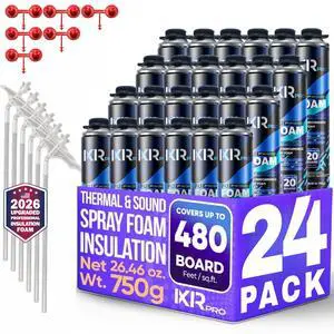 Spray Foam Insulation Can (24 x 26.46 oz. / 750 g) Expanding Sealant, Closed Cell Spray Foam Insulation, High Density, Walls Ceiling Windows Doors Spray Foam Insulation Can (24 x 26.46 oz. / 750 g) Expanding Sealant, Closed Cell Spray Foam Insulation, High Density, Walls Ceiling Windows Doors
