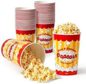 360 Pack Classic Paper Popcorn Buckets Disposable, 64 Oz Grease Resistant Popcorn Bowls Cups for Machine Home Theater Carnival Movie Night 360 Pack Classic Paper Popcorn Buckets Disposable, 64 Oz Grease Resistant Popcorn Bowls Cups for Machine Home Theater Carnival Movie Night