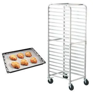 Bun Pan Rack, 20-Tier Commercial Bakery Racks with Brake Wheels, Aluminum Racking Trolley Storage for Half & Full Sheet, Speed Rack For Kitchen Home, Bread Baking Equipment, 26"L x 20.4"W x 70"H Bun Pan Rack, 20-Tier Commercial Bakery Racks with Brake Wheels, Aluminum Racking Trolley Storage for Half & Full Sheet, Speed Rack For Kitchen Home, Bread Baking Equipment, 26"L x 20.4"W x 70"H