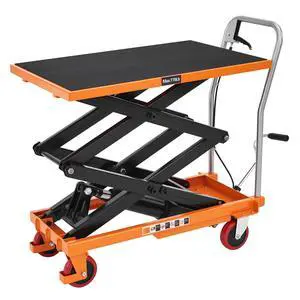 1100 lbs Hydraulic Lift Cart, Single Scissor Lift Table Up to 33" Height, 4 Wheels, Non-Slip Pad Material Handling Platform, Orange 1100 lbs Hydraulic Lift Cart, Single Scissor Lift Table Up to 33" Height, 4 Wheels, Non-Slip Pad Material Handling Platform, Orange