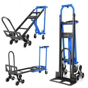 Professional 1000LBS Stair Climbing Hand Truck, Heavy Duty 3-in-1 Aluminum Convertible Dolly Cart with Solid Wheels for Moving, Office, Travel (Blue) Professional 1000LBS Stair Climbing Hand Truck, Heavy Duty 3-in-1 Aluminum Convertible Dolly Cart with Solid Wheels for Moving, Office, Travel (Blue)