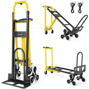 Professional Heavy Duty 1000LBS Aluminum Stair Climbing Dolly, 3 in 1 Convertible Hand Truck, Folding Hand Truck Dolly Cart with Solid Wheels for Moving/Travel/Office (Yellow) Professional Heavy Duty 1000LBS Aluminum Stair Climbing Dolly, 3 in 1 Convertible Hand Truck, Folding Hand Truck Dolly Cart with Solid Wheels for Moving/Travel/Office (Yellow)