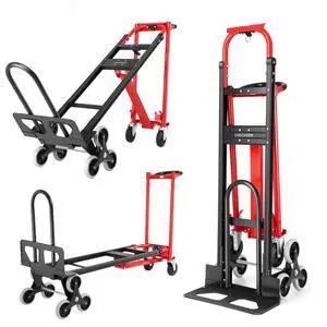Heavy Duty 1000LBS Stair Climbing Dolly, 3 in 1 Convertible Hand Truck, Folding Hand Truck Dolly Cart with Solid Wheels for Moving/Travel/Office (Red) Heavy Duty 1000LBS Stair Climbing Dolly, 3 in 1 Convertible Hand Truck, Folding Hand Truck Dolly Cart with Solid Wheels for Moving/Travel/Office (Red)