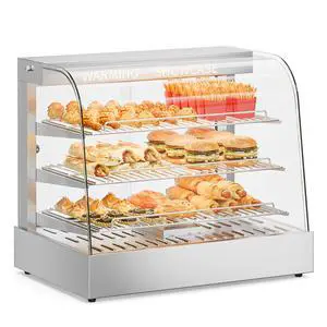 26" Commercial Food Warmer Display Pizza Warmer, 3-Tier Electric Countertop Food Warmer w/LED Lighting Adjustable Removable Shelves Glass Door, Pretzel Warmer for Buffet Restaurant, Silver 26" Commercial Food Warmer Display Pizza Warmer, 3-Tier Electric Countertop Food Warmer w/LED Lighting Adjustable Removable Shelves Glass Door, Pretzel Warmer for Buffet Restaurant, Silver