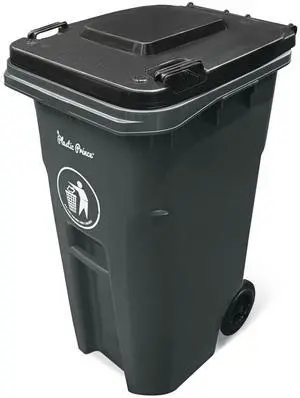 65 Gallon Rollout Trash Can with Lid, Commercial Heavy-Duty Wheeled Outdoor Garbage Can, Gray 65 Gallon Rollout Trash Can with Lid, Commercial Heavy-Duty Wheeled Outdoor Garbage Can, Gray