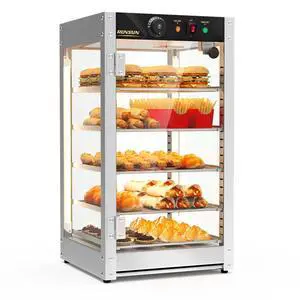 5-Tier Commercial Food Warmer, 15" Pizza Warmer Food Warmer Display with LED Adjustable Lighting Glass Door Removable Shelves, Countertop Electric Food Warmer for Buffet Restaurant 110V 800W 5-Tier Commercial Food Warmer, 15" Pizza Warmer Food Warmer Display with LED Adjustable Lighting Glass Door Removable Shelves, Countertop Electric Food Warmer for Buffet Restaurant 110V 800W