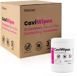 CaviWipes Disinfecting Towelettes, Pack of 12 Durable Non-Woven Disinfecting Wipes for Hard, Non-Porous Surfaces in Healthcare & Laboratory Settings Pre-Saturated with CaviCide, 13-1100 CaviWipes Disinfecting Towelettes, Pack of 12 Durable Non-Woven Disinfecting Wipes for Hard, Non-Porous Surfaces in Healthcare & Laboratory Settings Pre-Saturated with CaviCide, 13-1100