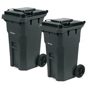 27 Gallon Outdoor Trash Can with Lid and Wheels Small Wheeled Outdoor Garbage Cans Storage Outside Heavy-Duty Rolling Trash Bin for Home Office Commercial Use, Plastic Gray 2 Pack 27 Gallon Outdoor Trash Can with Lid and Wheels Small Wheeled Outdoor Garbage Cans Storage Outside Heavy-Duty Rolling Trash Bin for Home Office Commercial Use, Plastic Gray 2 Pack