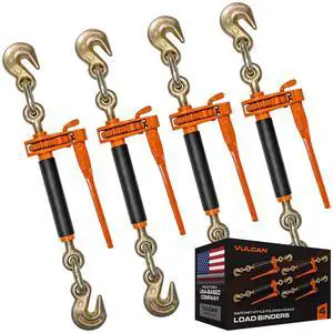 Folding Handle Load Binder (Four Pack) with 2 Grab Hooks - Ratchet Style - 12000 Pound Safe Working Load (Works with 3/8 Inch Grade 70, 80 and 100 or 1/2 Grade 43 Chain) Folding Handle Load Binder (Four Pack) with 2 Grab Hooks - Ratchet Style - 12000 Pound Safe Working Load (Works with 3/8 Inch Grade 70, 80 and 100 or 1/2 Grade 43 Chain)