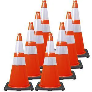28 Inch Performance Cones, 8 Pack, Orange PVC Traffic Safety Cones with 10 lb. Black Base for Construction, Road Parking, MUTCD Approved, Highly Reflective Bands, Structurally Stable, Wearproof 28 Inch Performance Cones, 8 Pack, Orange PVC Traffic Safety Cones with 10 lb. Black Base for Construction, Road Parking, MUTCD Approved, Highly Reflective Bands, Structurally Stable, Wearproof