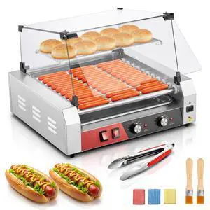 Hot Dog Roller 11 Rollers 30 Hot Dogs Capacity, 1650W Stainless Steel Hot Dog Machine with Bun Warmer Shelf, Dual Temp Control, Glass Cover, Removable Tray for Commercial and Party Hot Dog Roller 11 Rollers 30 Hot Dogs Capacity, 1650W Stainless Steel Hot Dog Machine with Bun Warmer Shelf, Dual Temp Control, Glass Cover, Removable Tray for Commercial and Party