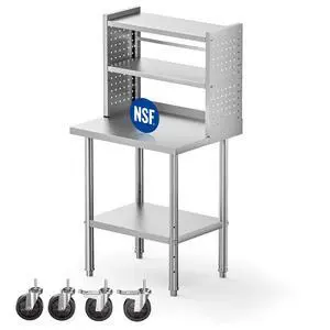 30x24 in NSF All Stainless Steel Table with Adjustable Shelf & Pegboard Panels & Casters, Kitchen Prep Table Commercial Heavy-Duty Worktable with Large Space Storage for Restaurant Garages 30x24 in NSF All Stainless Steel Table with Adjustable Shelf & Pegboard Panels & Casters, Kitchen Prep Table Commercial Heavy-Duty Worktable with Large Space Storage for Restaurant Garages