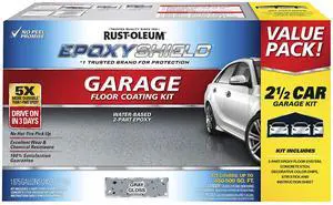261845 EPOXYSHIELD Garage Floor Coating Kit, 2.5 Car, Gloss Gray 261845 EPOXYSHIELD Garage Floor Coating Kit, 2.5 Car, Gloss Gray