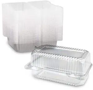 Clear Plastic Hinged Loaf Containers 8" x 4" x 3.85" - Disposable Medium Hoagie Container (Pack of 500) - Made in the USA Clear Plastic Hinged Loaf Containers 8" x 4" x 3.85" - Disposable Medium Hoagie Container (Pack of 500) - Made in the USA